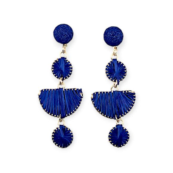 Lapis Blue Half Moon & Circle Earrings