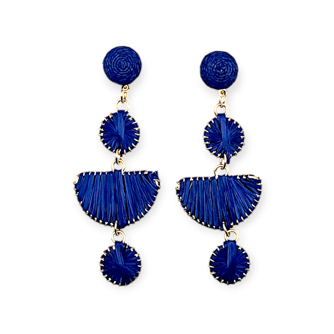 Lapis Blue Half Moon & Circle Earrings