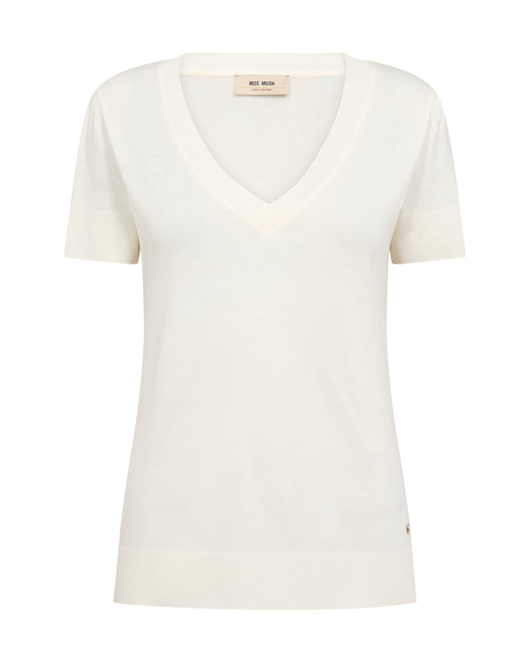 Mos Mosh Sink V-Neck T-shirt Ecru
