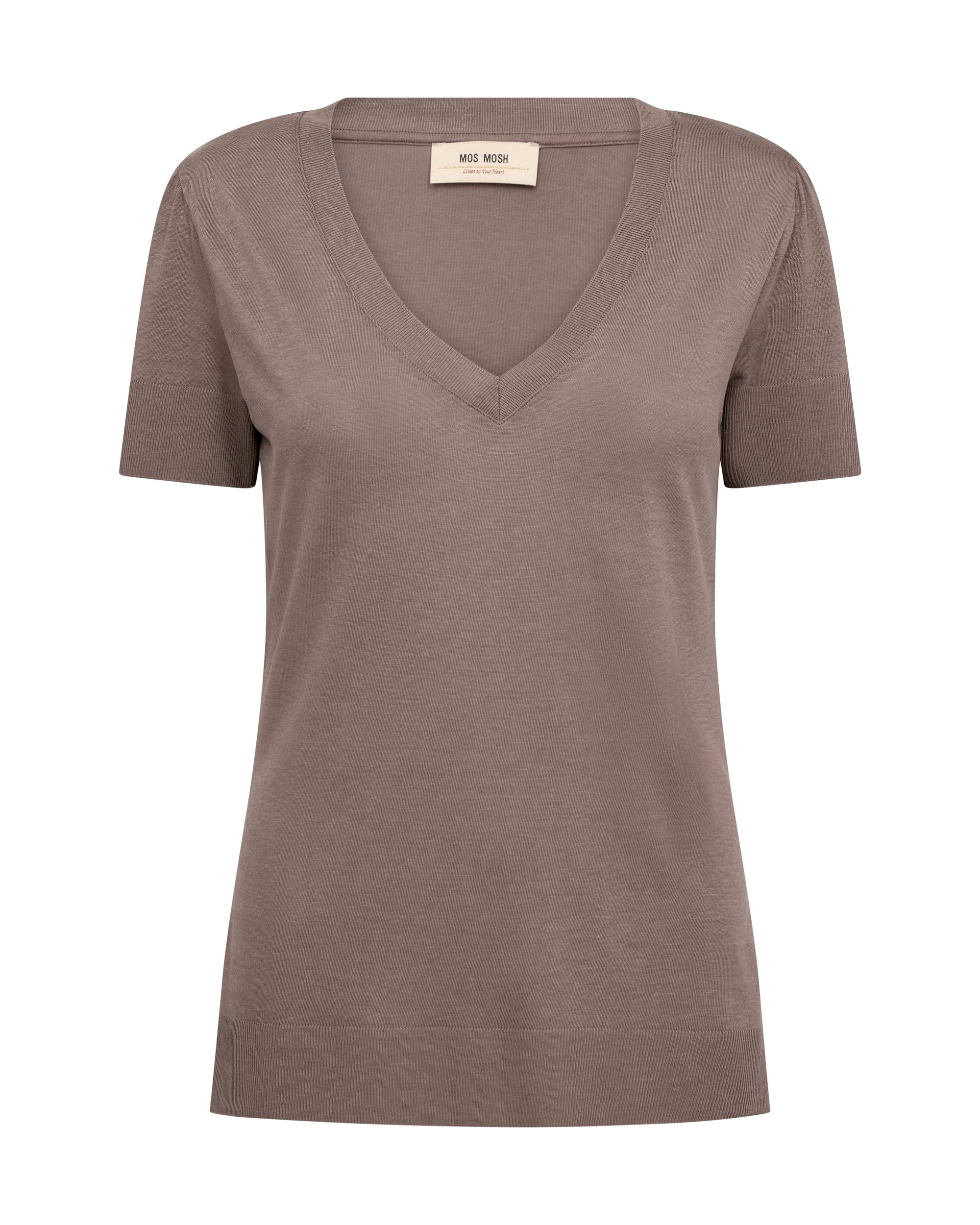 Mos Mosh Sink V-Neck T-shirt Coffee Quartz