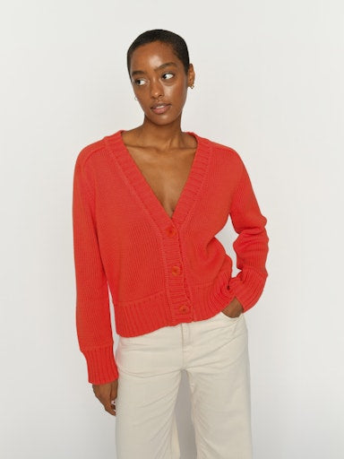Bine V-Neck Cardigan Spicy Orange