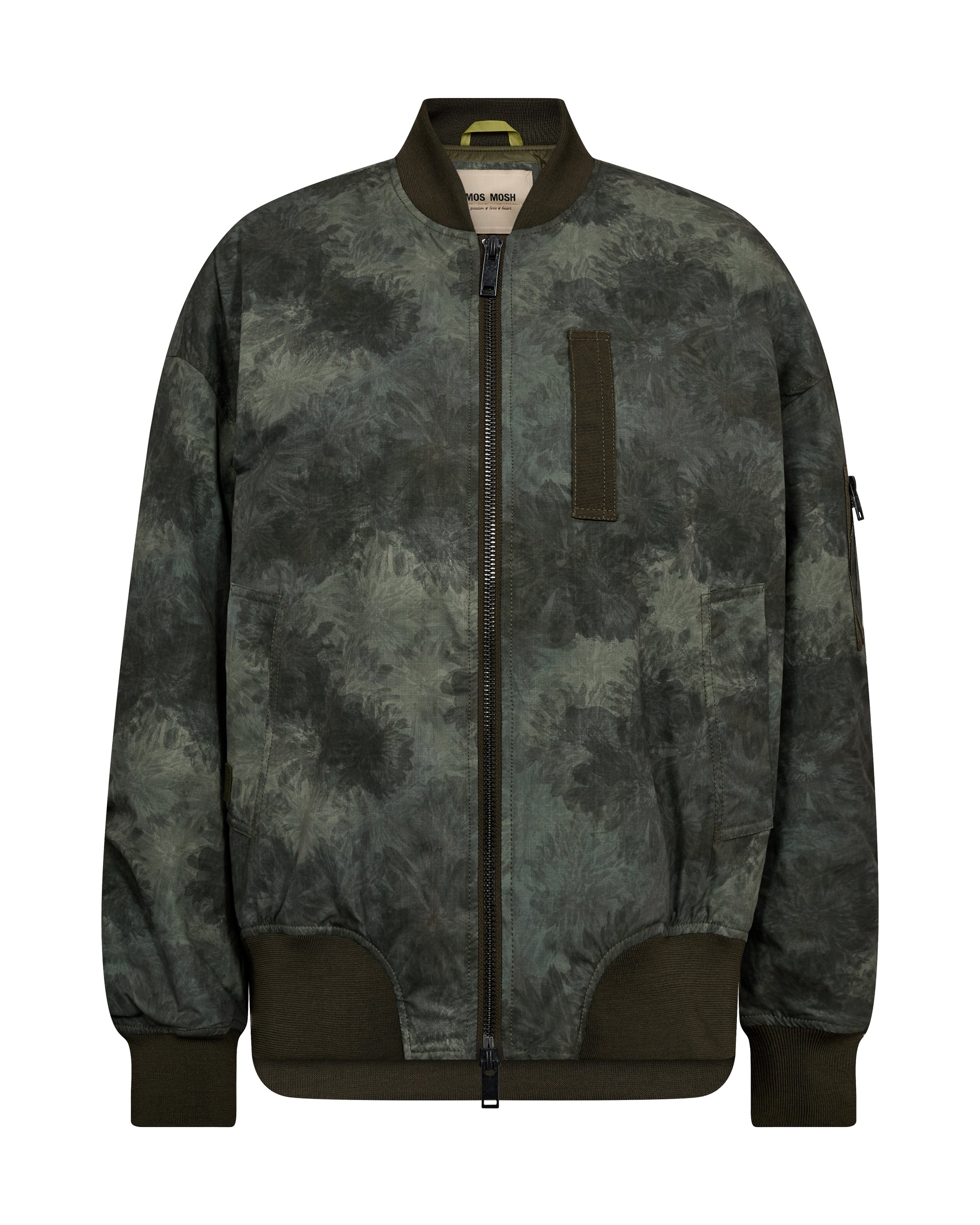 Mos Mosh Ruby Print Bomber Jacket Olive