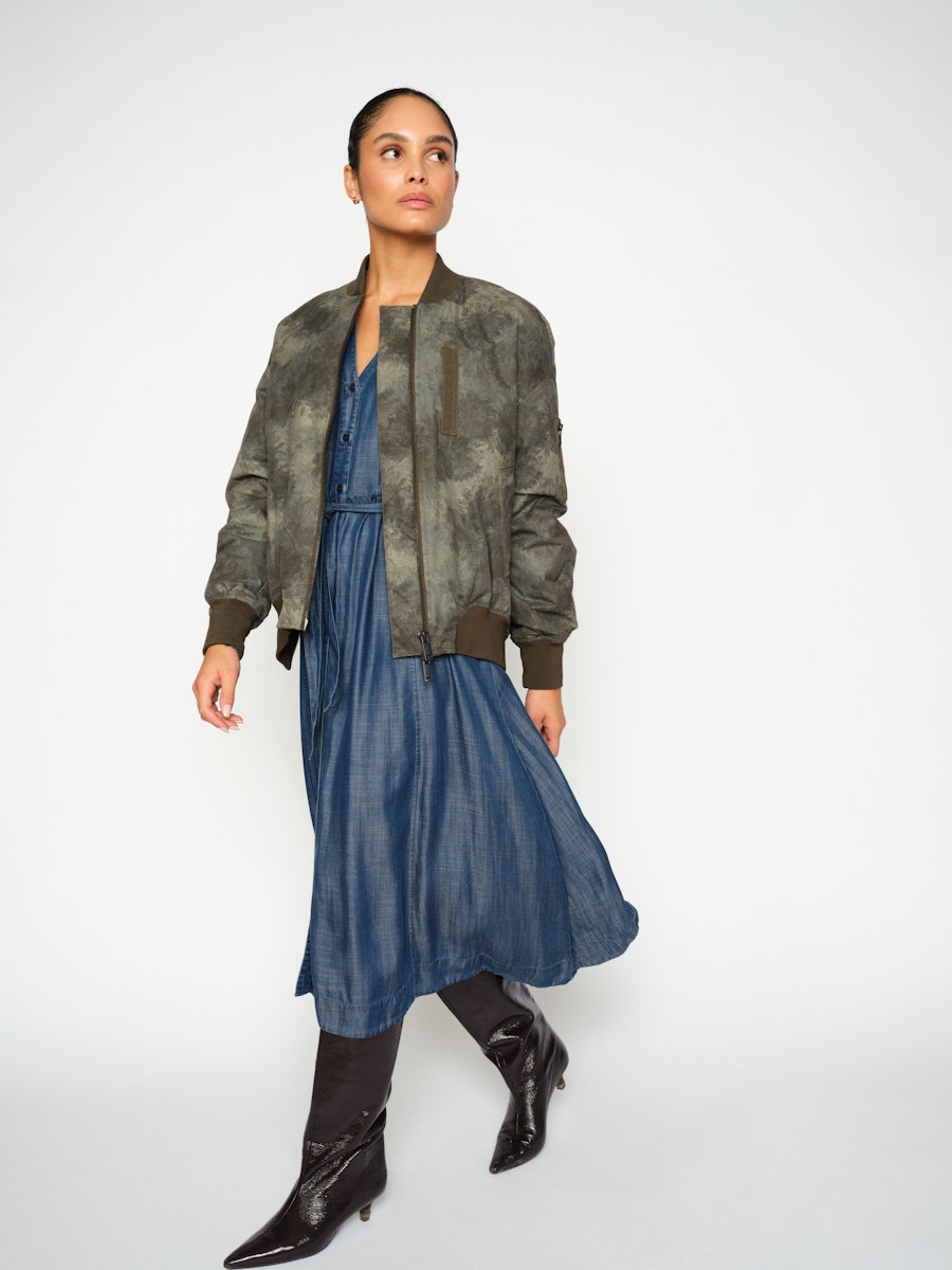 Mos Mosh Ruby Print Bomber Jacket Olive