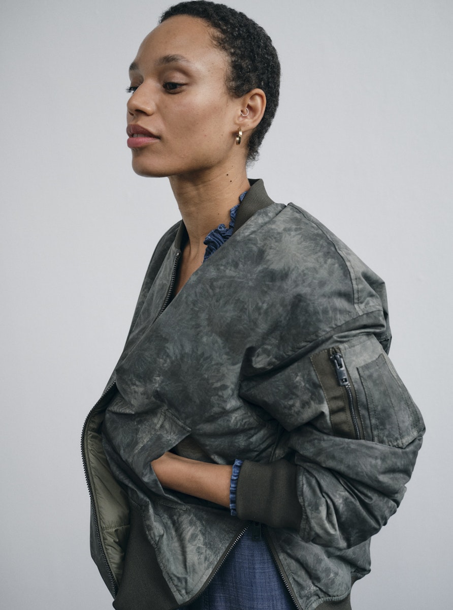 Mos Mosh Ruby Print Bomber Jacket Olive 