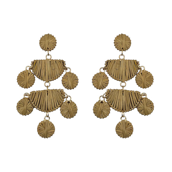 Natural Woven Raffia Chandelier Earrings