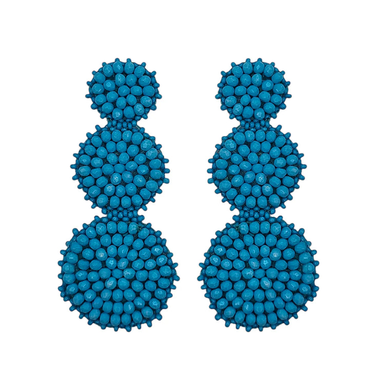 Turquoise Tripe Circle Crystal Earrings