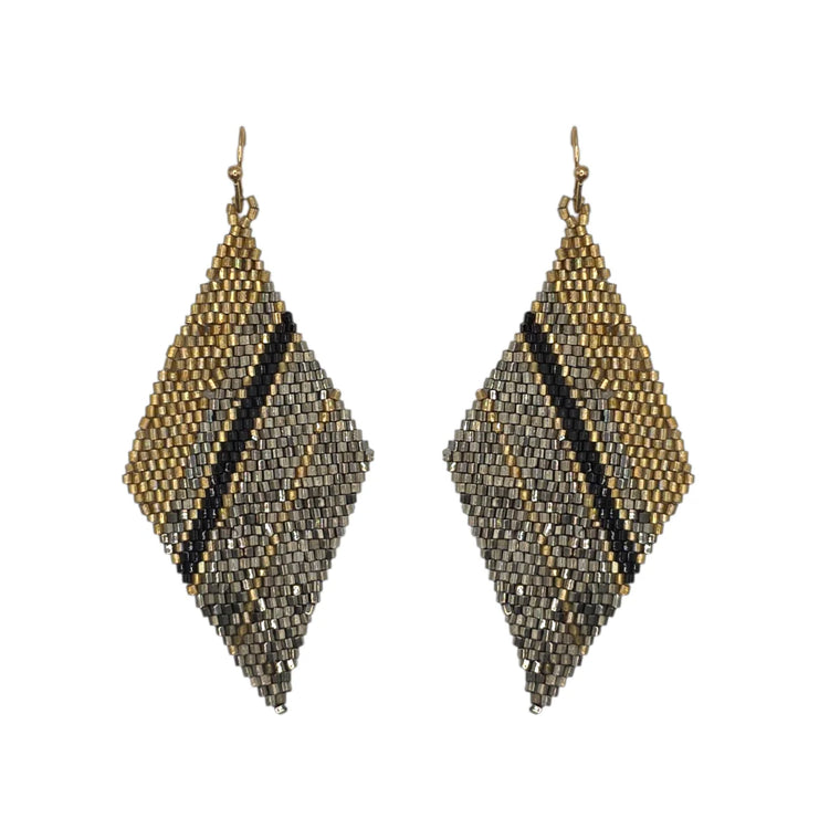 Hematite Ombre Beaded Triangle Earrings