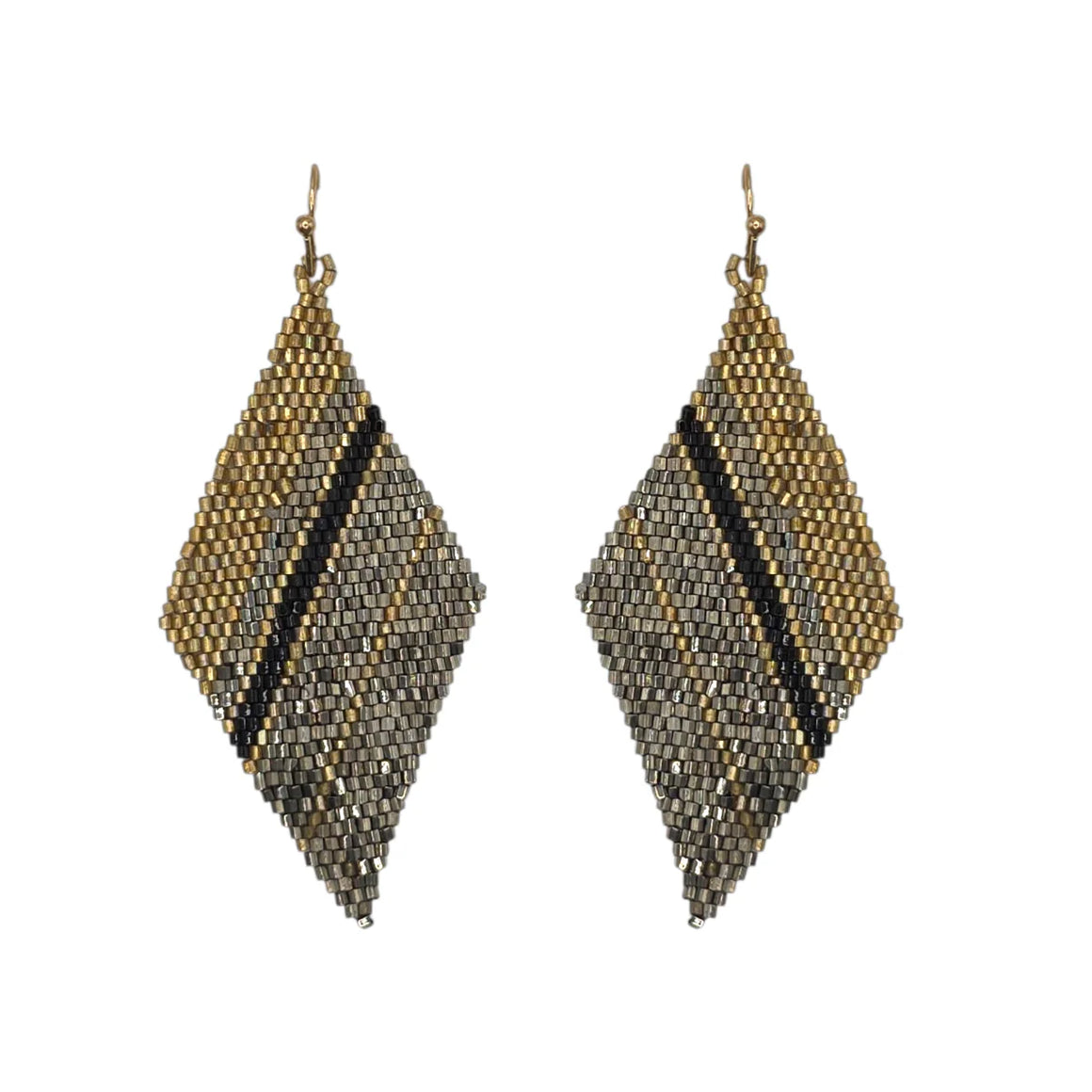 Hematite Ombre Beaded Triangle Earrings