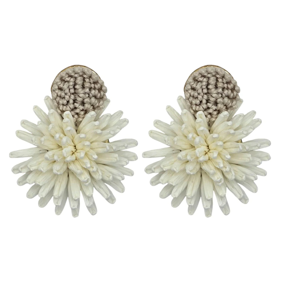 White Raffia Bloom Earrings 