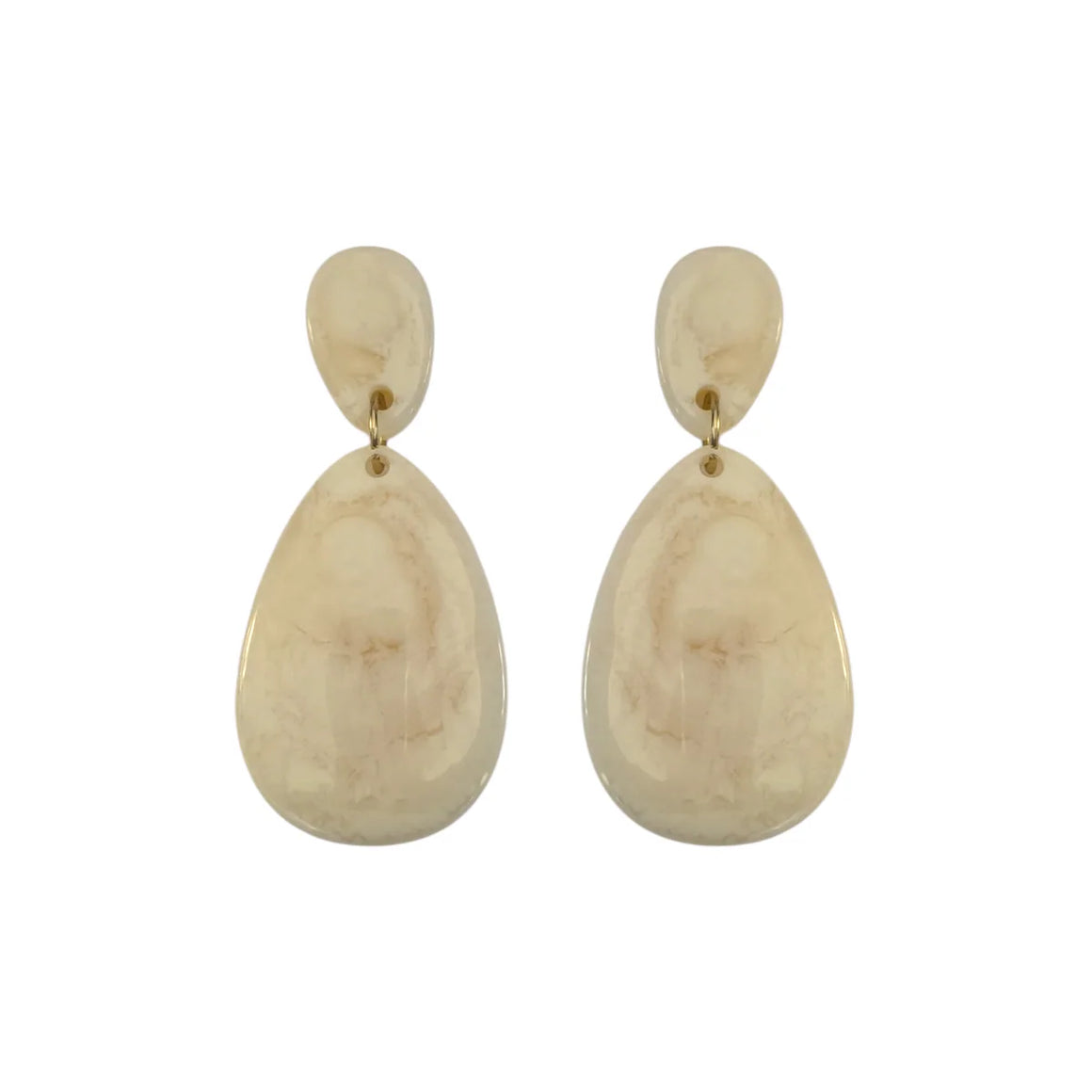 Cream Marble Resin Oval Earrings