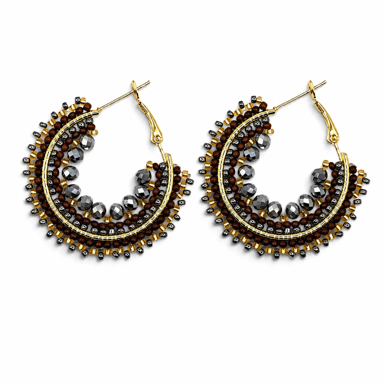 Metallic Mix Mini Ombre Beaded Hoop Earrings