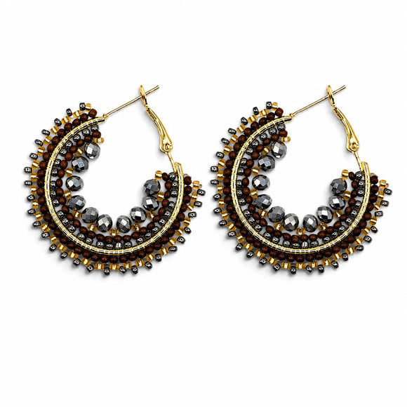 Metallic Mix Mini Ombre Beaded Hoop Earrings