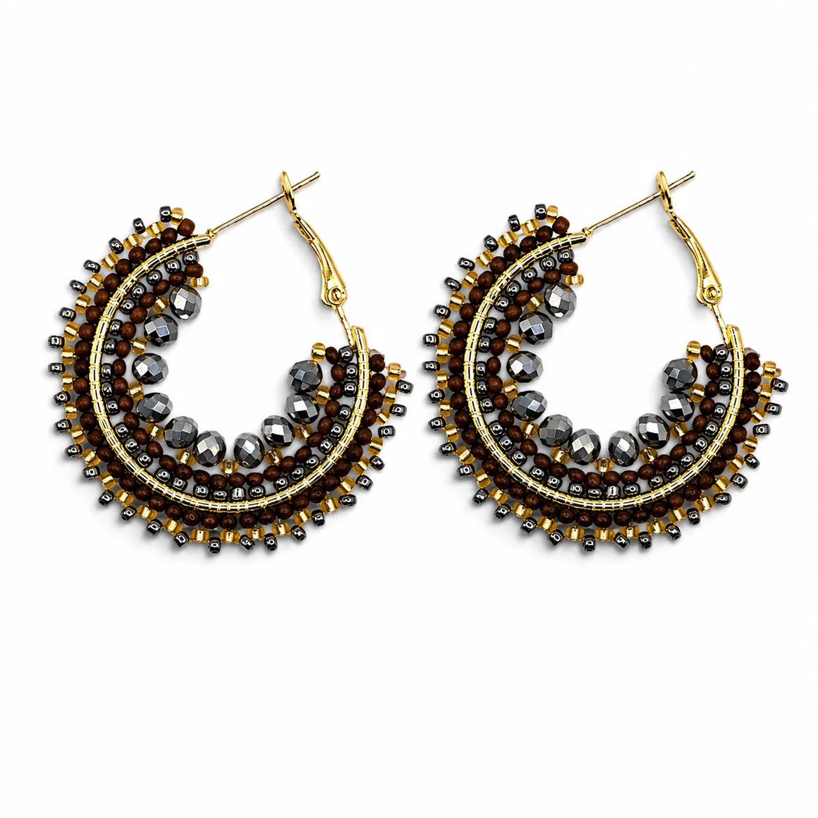 Metallic Mix Mini Ombre Beaded Hoop Earrings