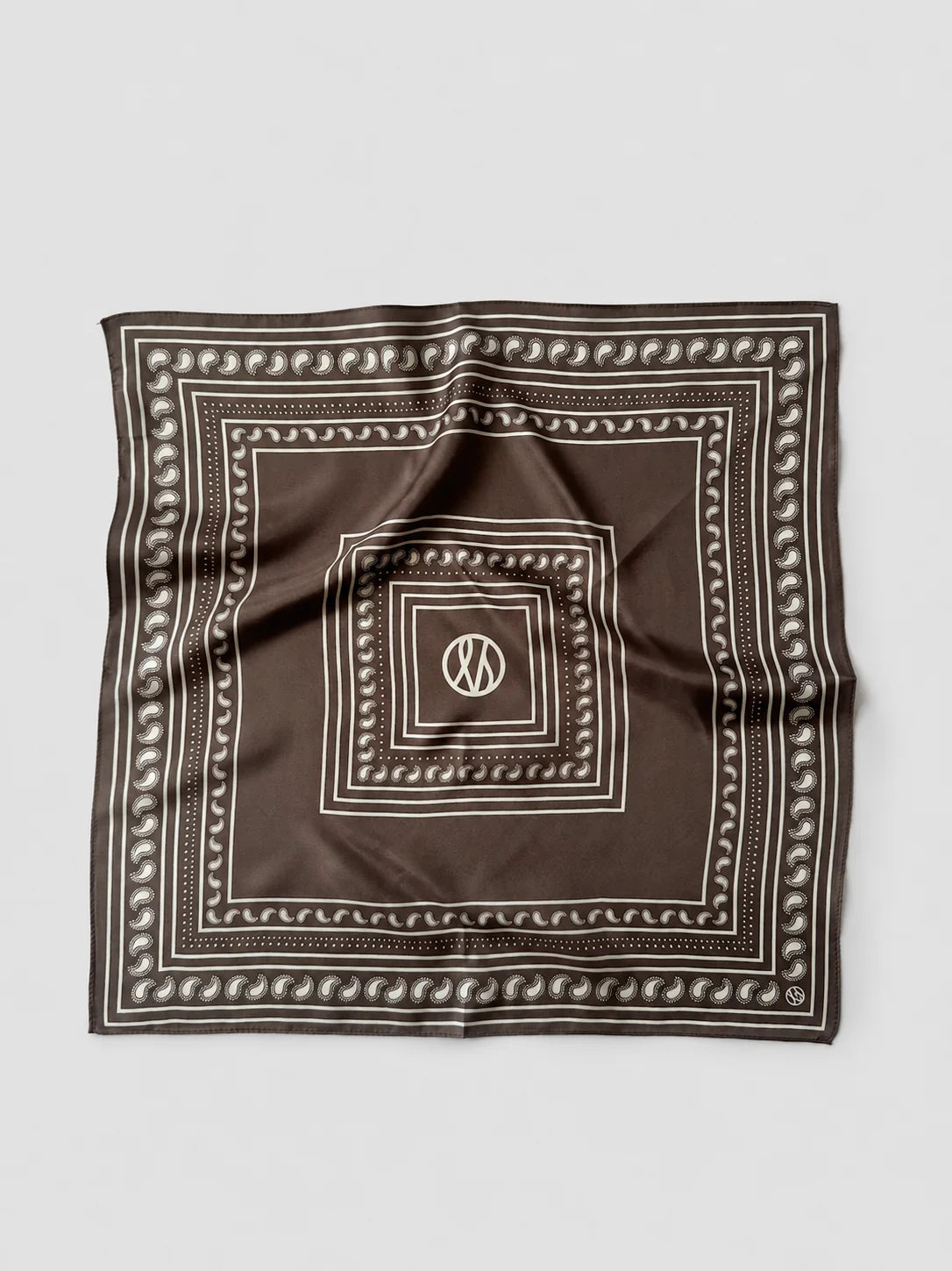 Paisley Silk Scarf Taupe 50cm