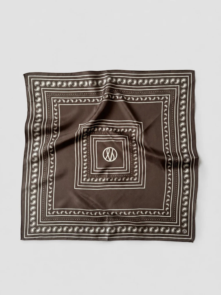 Paisley Silk Scarf Taupe 50cm