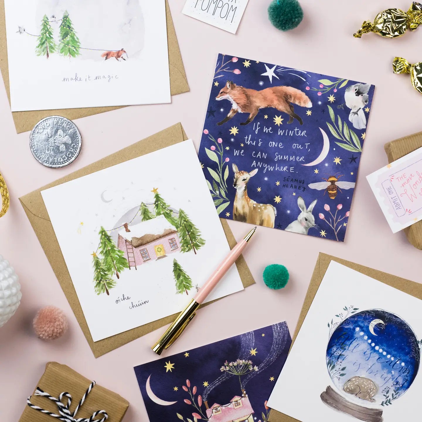 Pickled Pom Pom Winter Magic Greeting Cards - 5 Pack
