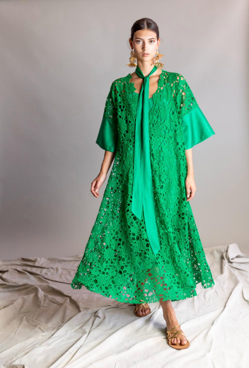 Psophía Lace Green Dress 1758