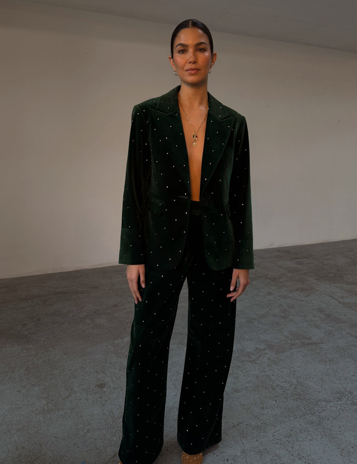 Never Fully Dressed Emerald Velvet Trousers