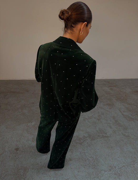 Never Fully Dressed Emerald Velvet Trousers