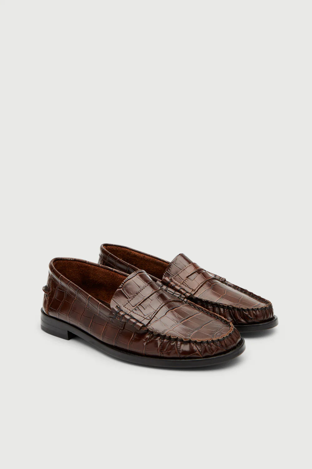 Zoe Croc Chocolate Loafers