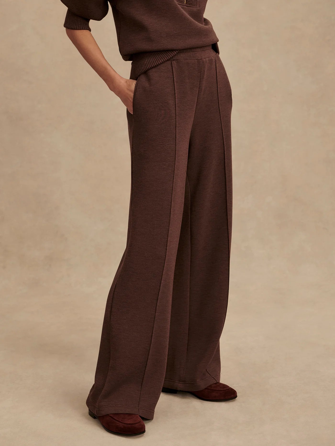 The Wide Leg Pant 30" Coffee Bean Marl