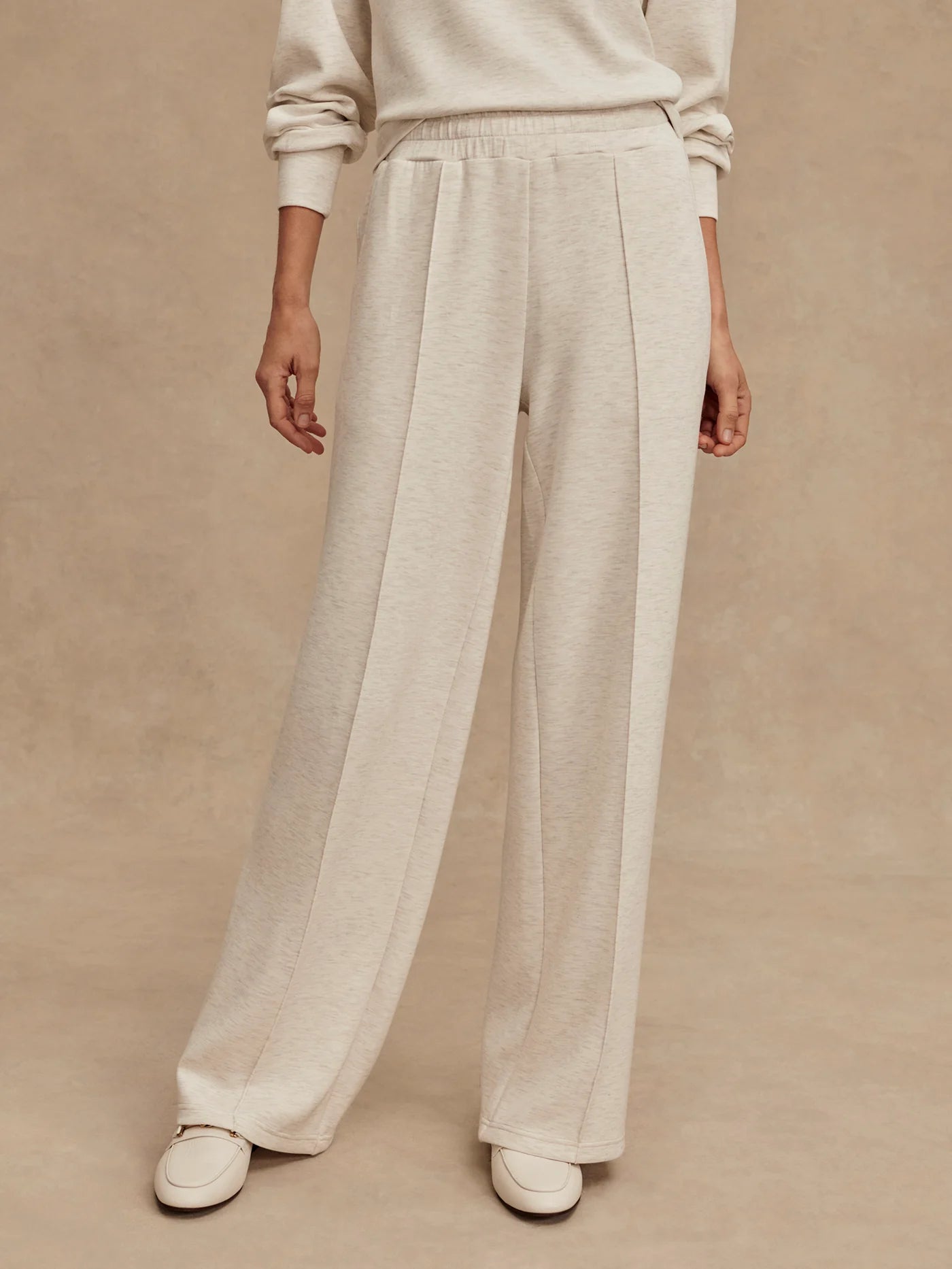 The Wide Leg Trousers Ivory Marl
