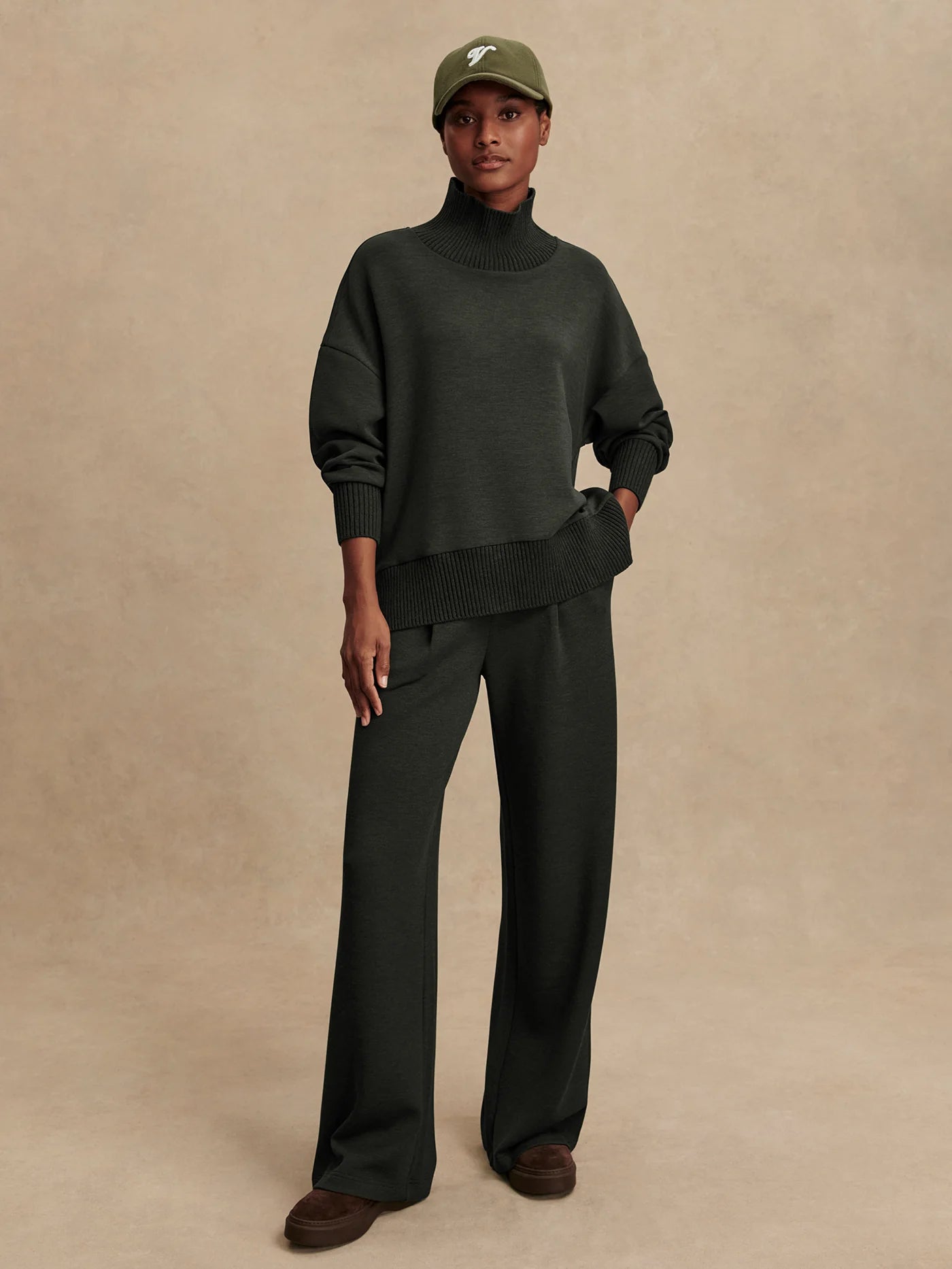 Varley Barker High Neck Sweat Olive Marl