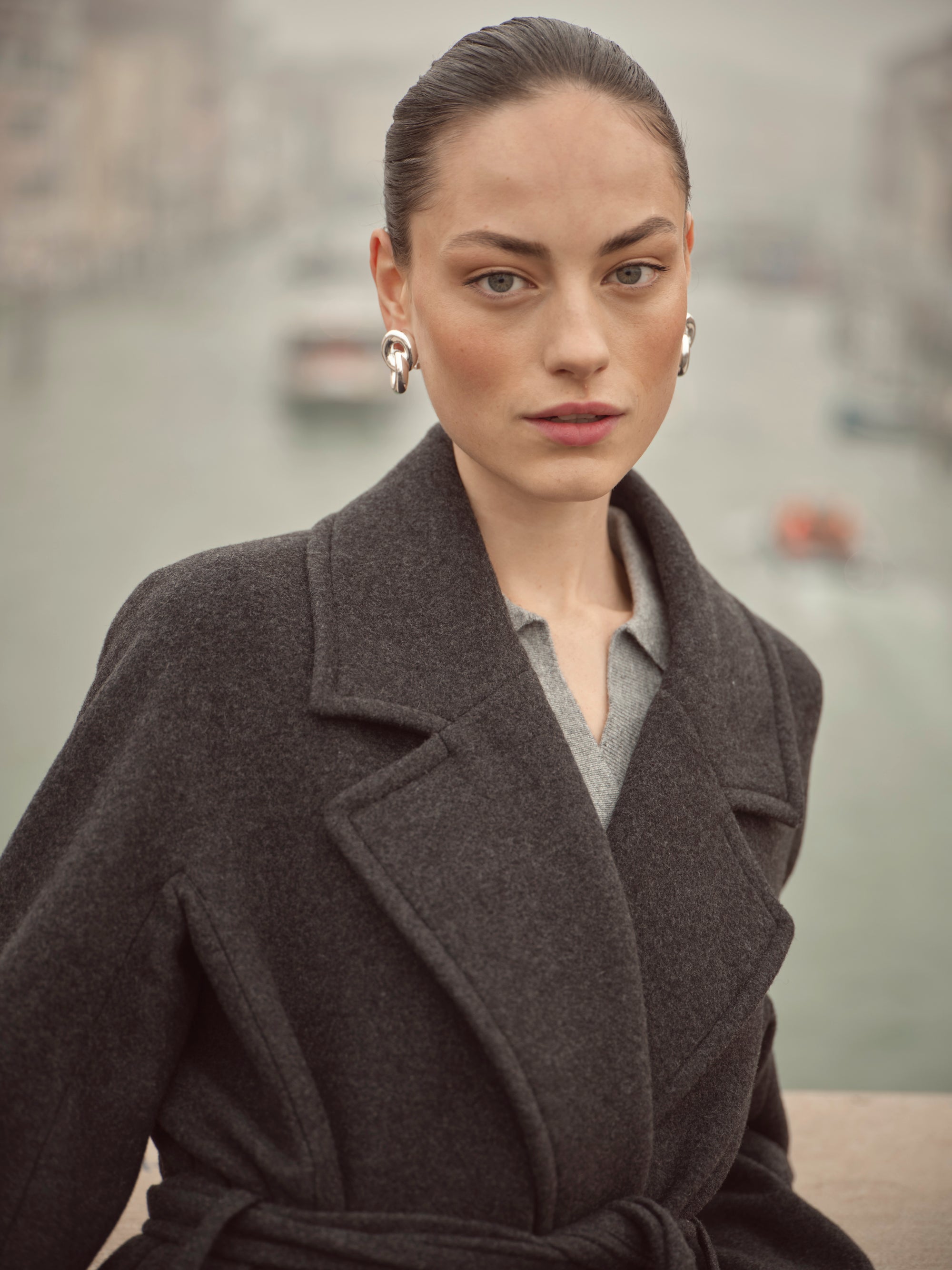 Bugatti Charcoal Wool Coat