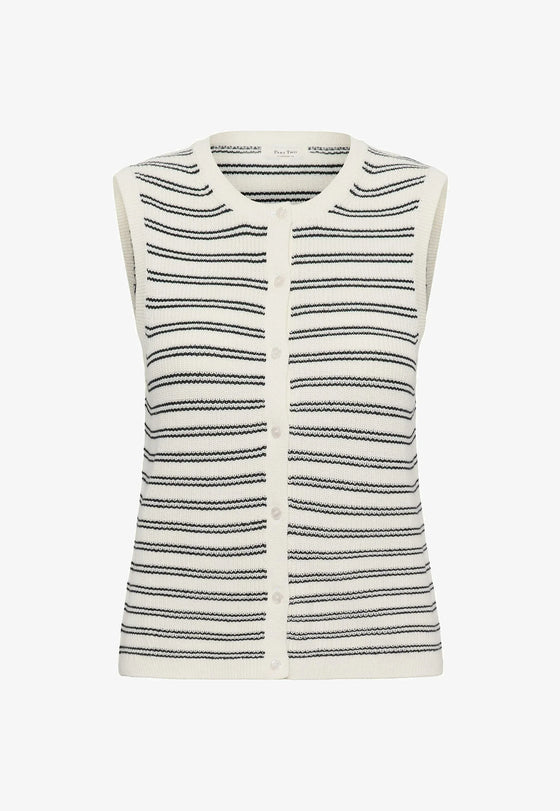 Gemma Knit Wasitcoat Navy Stripe