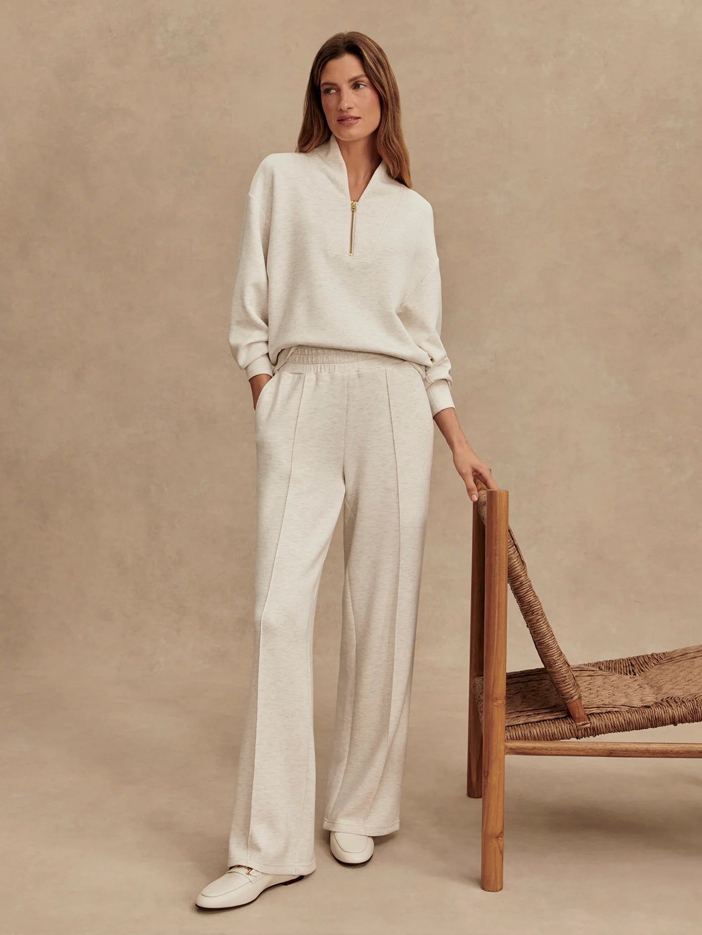 The Wide Leg Trousers Ivory Marl