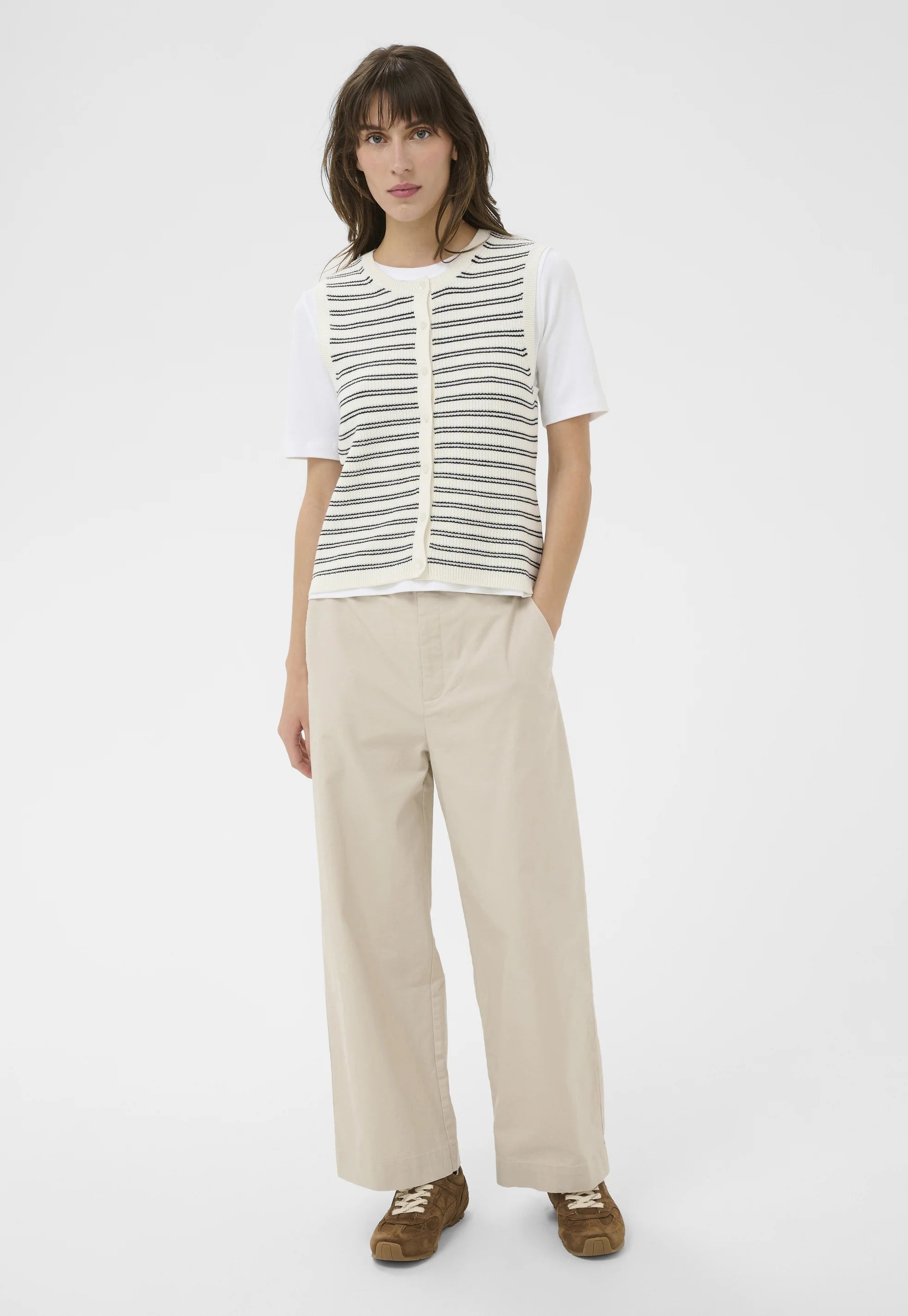 Gemma Knit Wasitcoat Navy Stripe