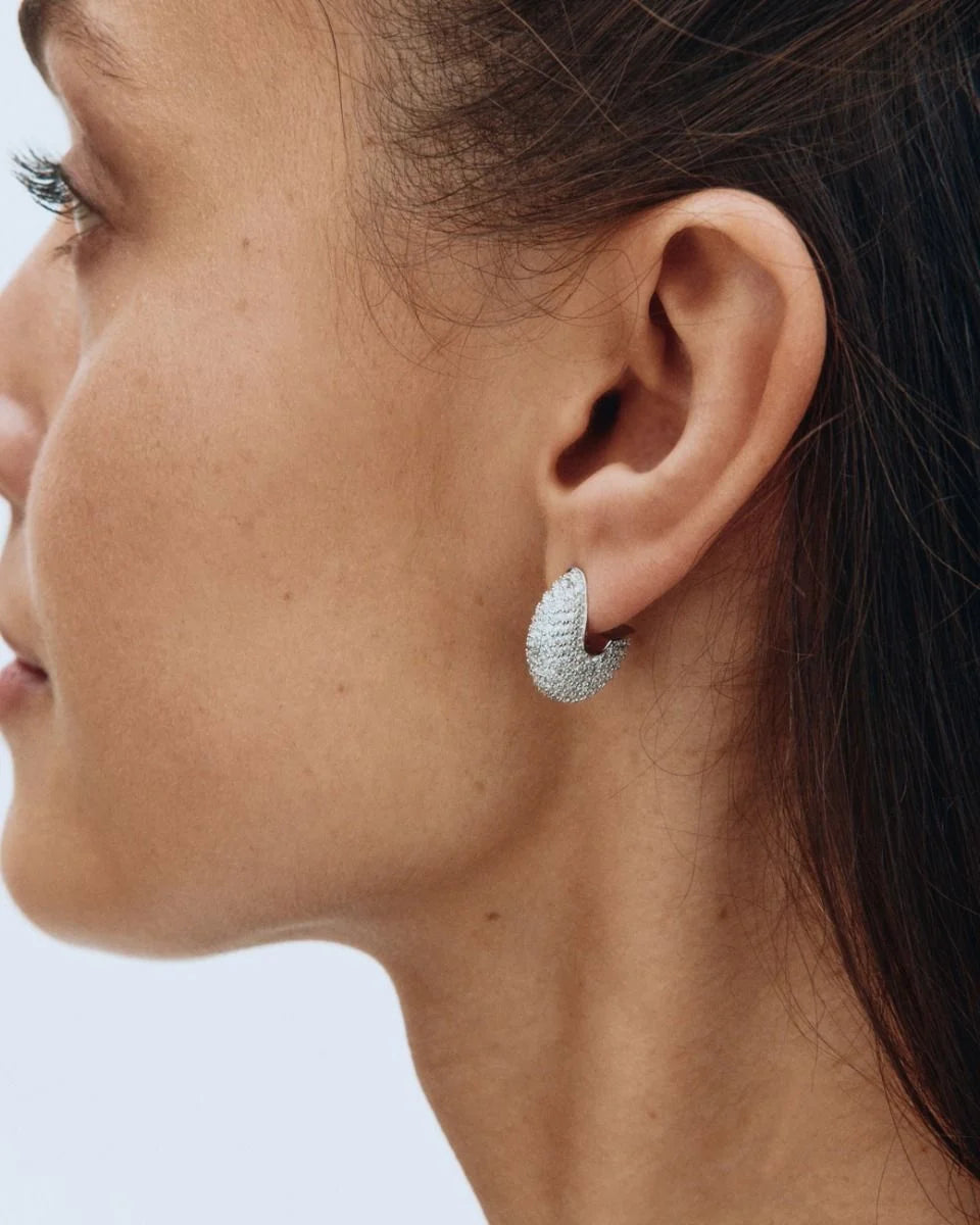 Edblad Bisque Pavé Hoops Silver