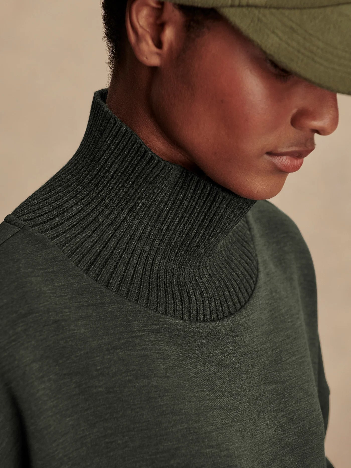 Varley Barker High Neck Sweat Olive Marl