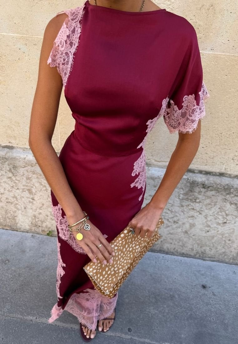 Burgundy & Pink Fearne Dress
