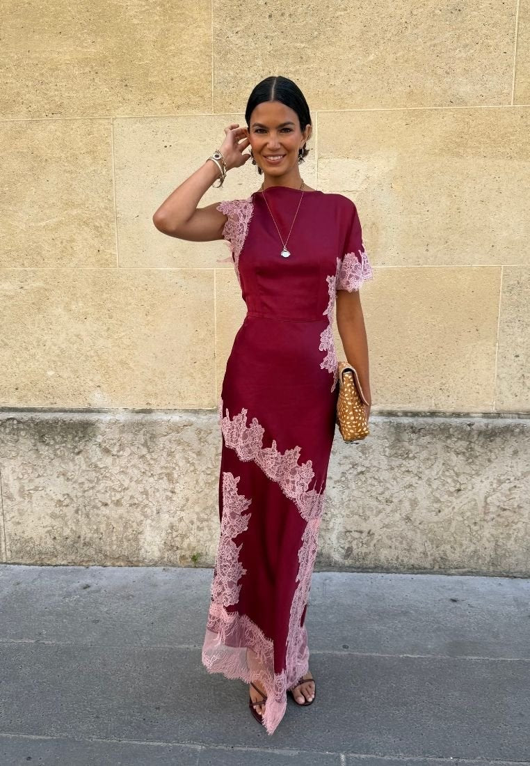 Burgundy & Pink Fearne Dress