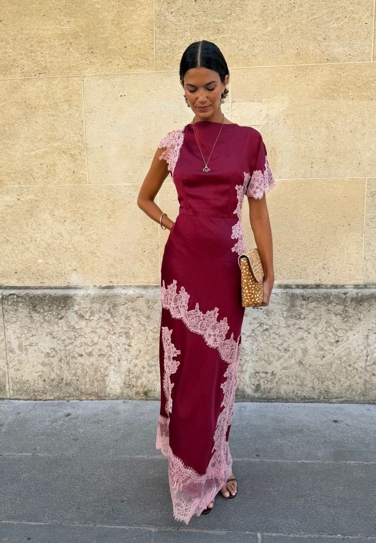 Burgundy & Pink Fearne Dress