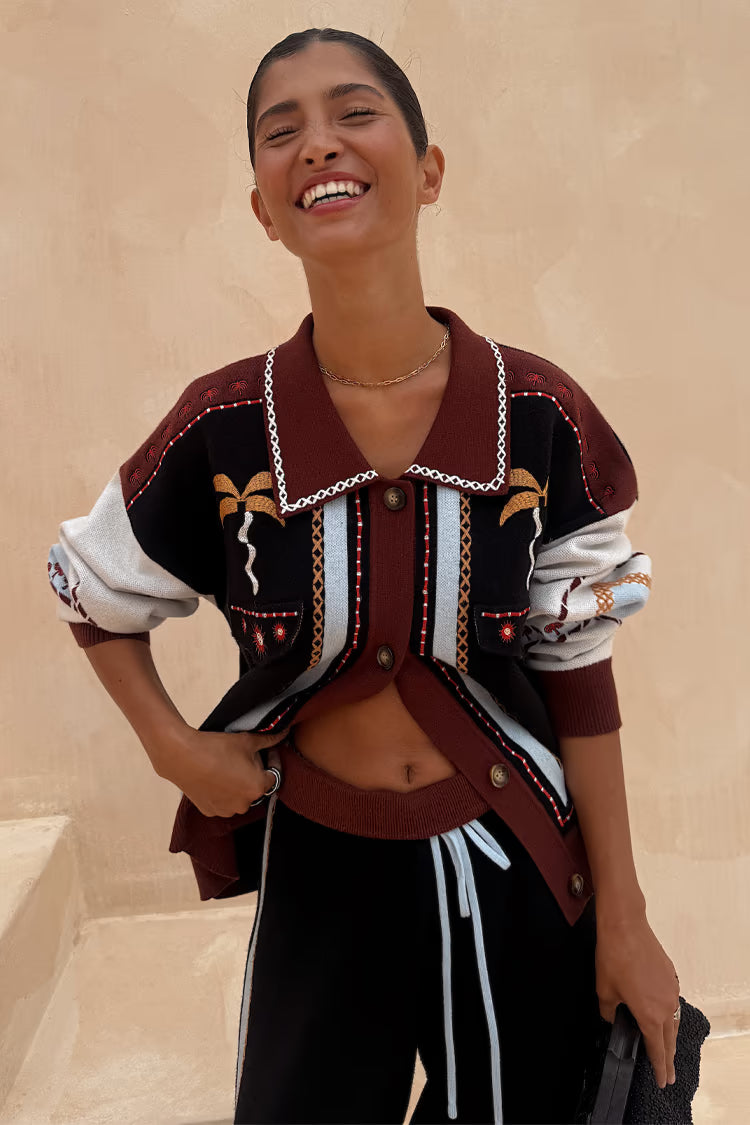 Never Fully Dressed Geometric Knit Bomber