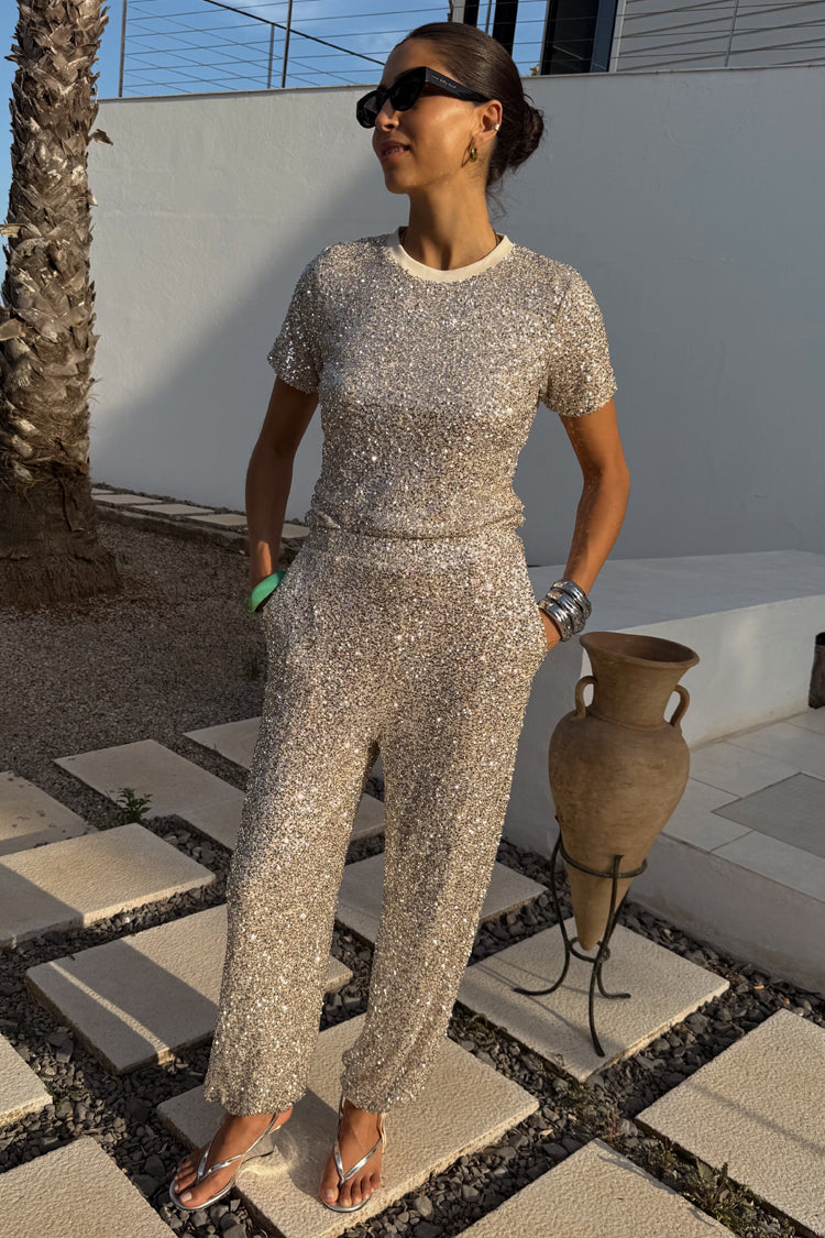 Never Fully Dressed Silver Sequins T-shirt