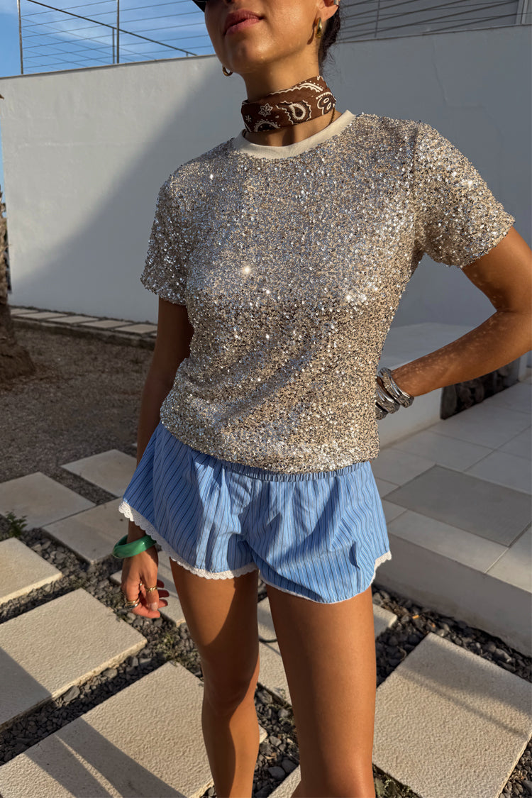 Never Fully Dressed Silver Sequins T-shirt