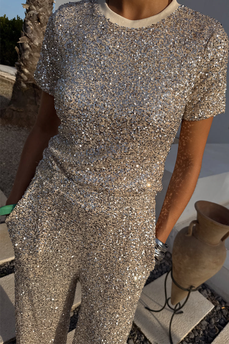 Never Fully Dressed Silver Sequins T-shirt