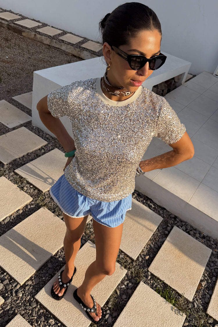 Never Fully Dressed Silver Sequins T-shirt