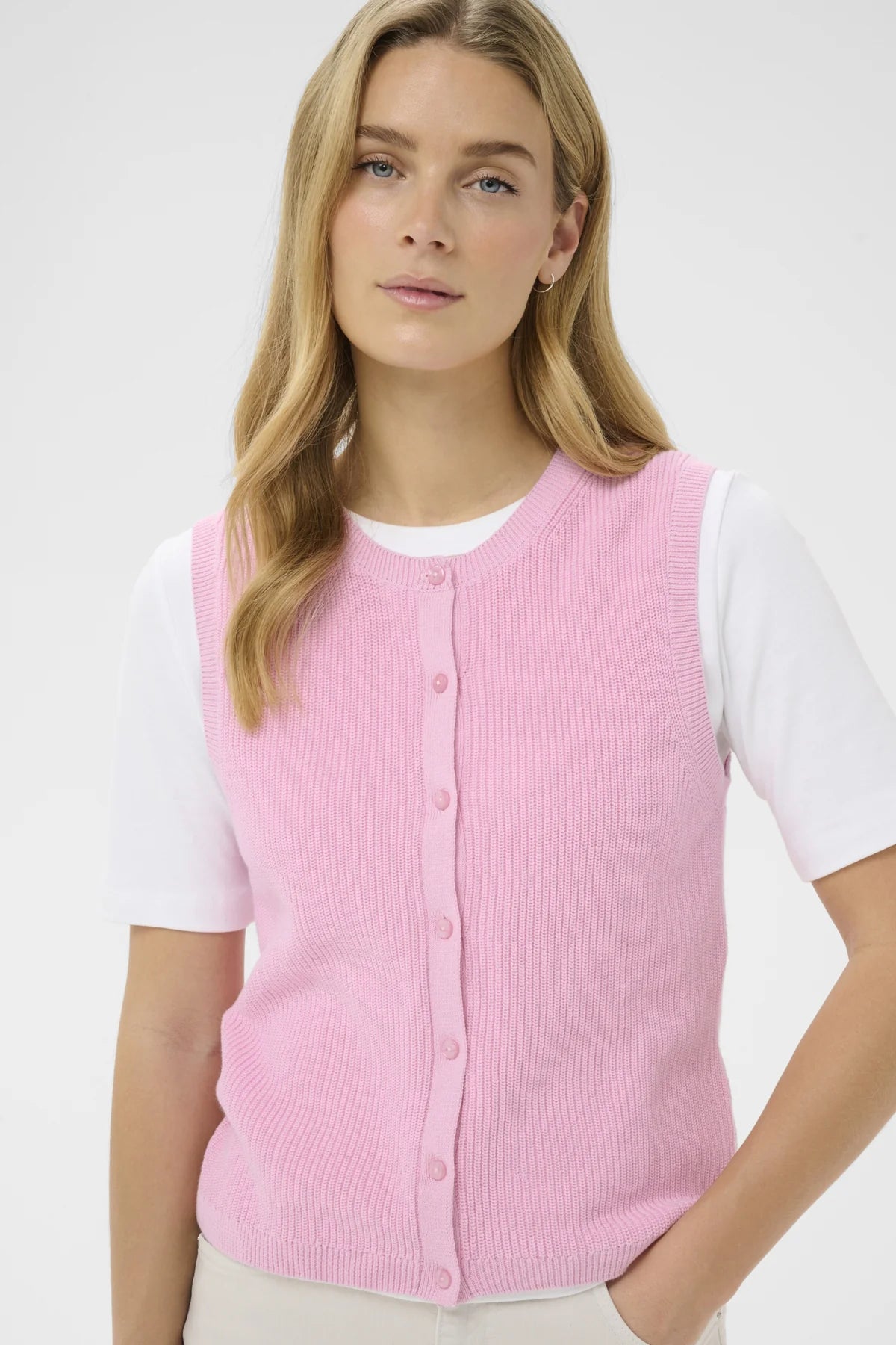 Gemma Knit Waistcoat Cameo Pink