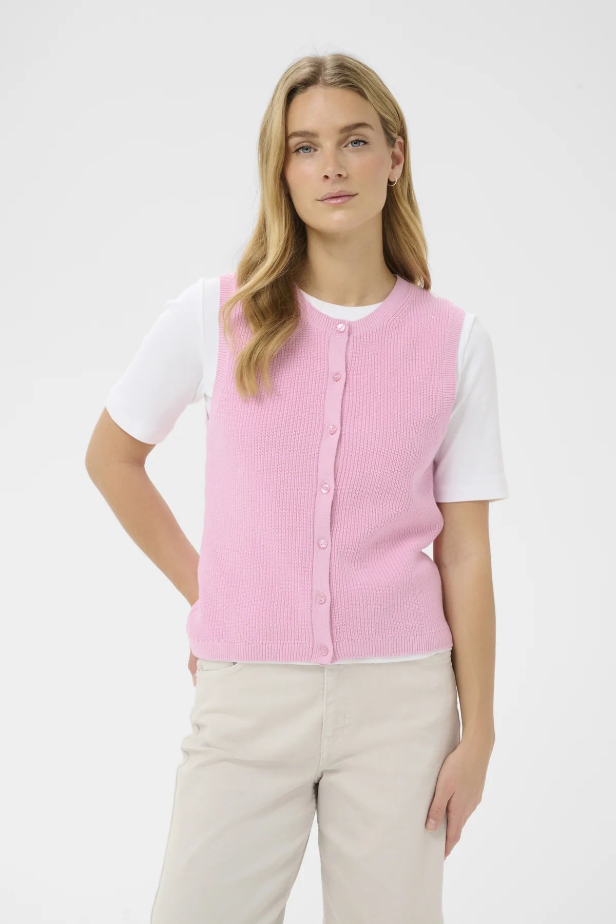 Gemma Knit Waistcoat Cameo Pink