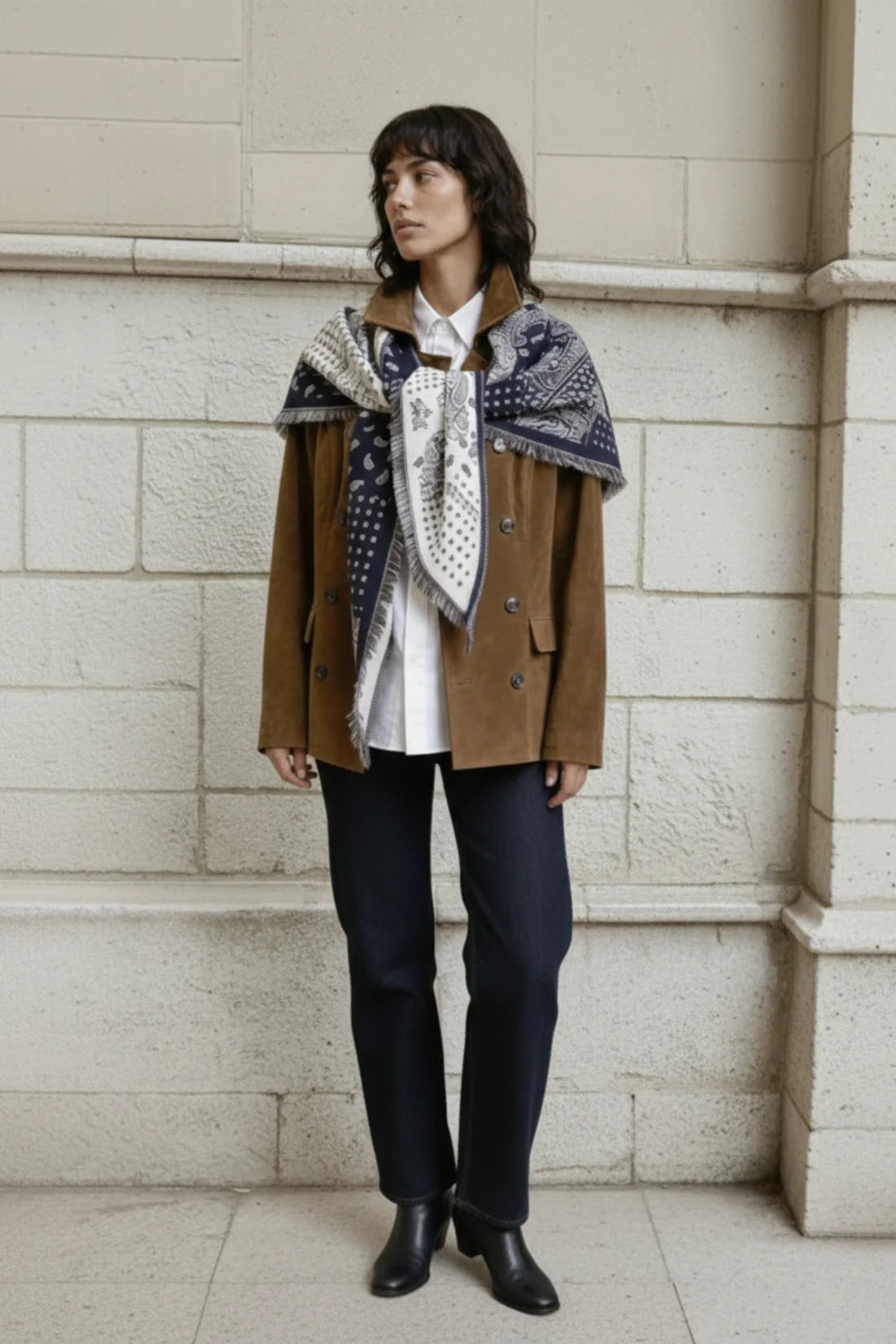 Large Navy Triangle Scarf