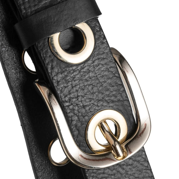 Depeche wide leather black belt